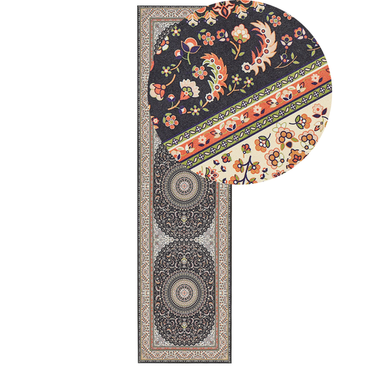 Tappeto Runner in poliestere multicolore 80 x 300 cm motivo orientale fondo antiscivolo stile vintage corridoio moderno