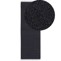 Tappeto Runner in iuta nera 80 x 300 cm rettangolare con nappe decorative intrecciate a mano in stile bohémien.