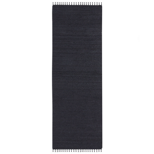 Tappeto Runner in iuta nera 80 x 300 cm rettangolare con nappe decorative intrecciate a mano in stile bohémien.