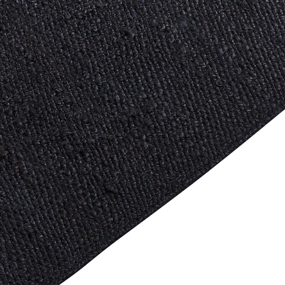 Tappeto Runner in iuta nera 80 x 300 cm rettangolare con nappe decorative intrecciate a mano in stile bohémien.