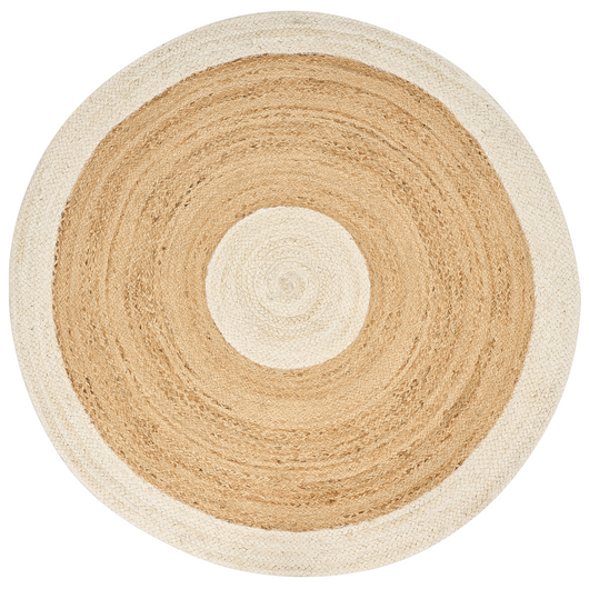 Tappeto in iuta rotondo tessuto a mano  Beige e Bianco ø 140 cm soggiorno camera da letto