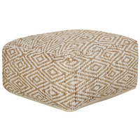 Pouf Cuscino da terra Beige e Bianco 60 x 60 x 30 cm Juta Poliestere Cotone Tessuto quadrato con motivo astratto