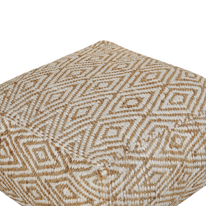 Pouf Cuscino da terra Beige e Bianco 60 x 60 x 30 cm Juta Poliestere Cotone Tessuto quadrato con motivo astratto