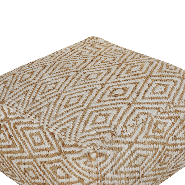 Pouf Cuscino da terra Beige e Bianco 60 x 60 x 30 cm Juta Poliestere Cotone Tessuto quadrato con motivo astratto