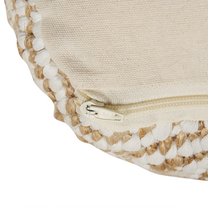 Pouf Cuscino da terra Beige e Bianco 60 x 60 x 30 cm Juta Poliestere Cotone Tessuto quadrato con motivo astratto