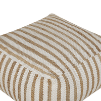 Pouf Beige e Bianco 60 x 60 x 30 cm Juta Poliestere Cotone Motivo Astratto Tessuto Quadrato Pouf da Seduta