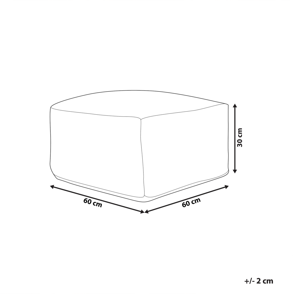 Pouf Beige e Bianco 60 x 60 x 30 cm Juta Poliestere Cotone Motivo Astratto Tessuto Quadrato Pouf da Seduta