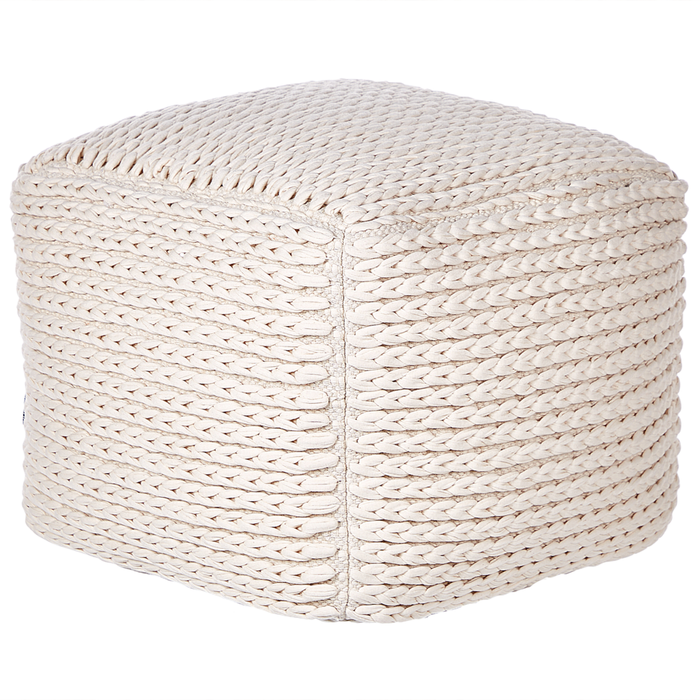 Pouf beige in cotone 50 x 50 x 35 cm con imbottitura in EPS Rivestimento tessuto spesso Pouf Boho