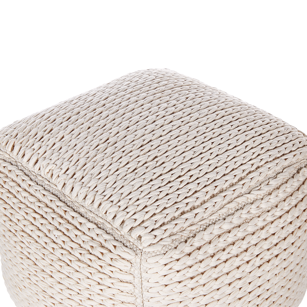 Pouf beige in cotone 50 x 50 x 35 cm con imbottitura in EPS Rivestimento tessuto spesso Pouf Boho
