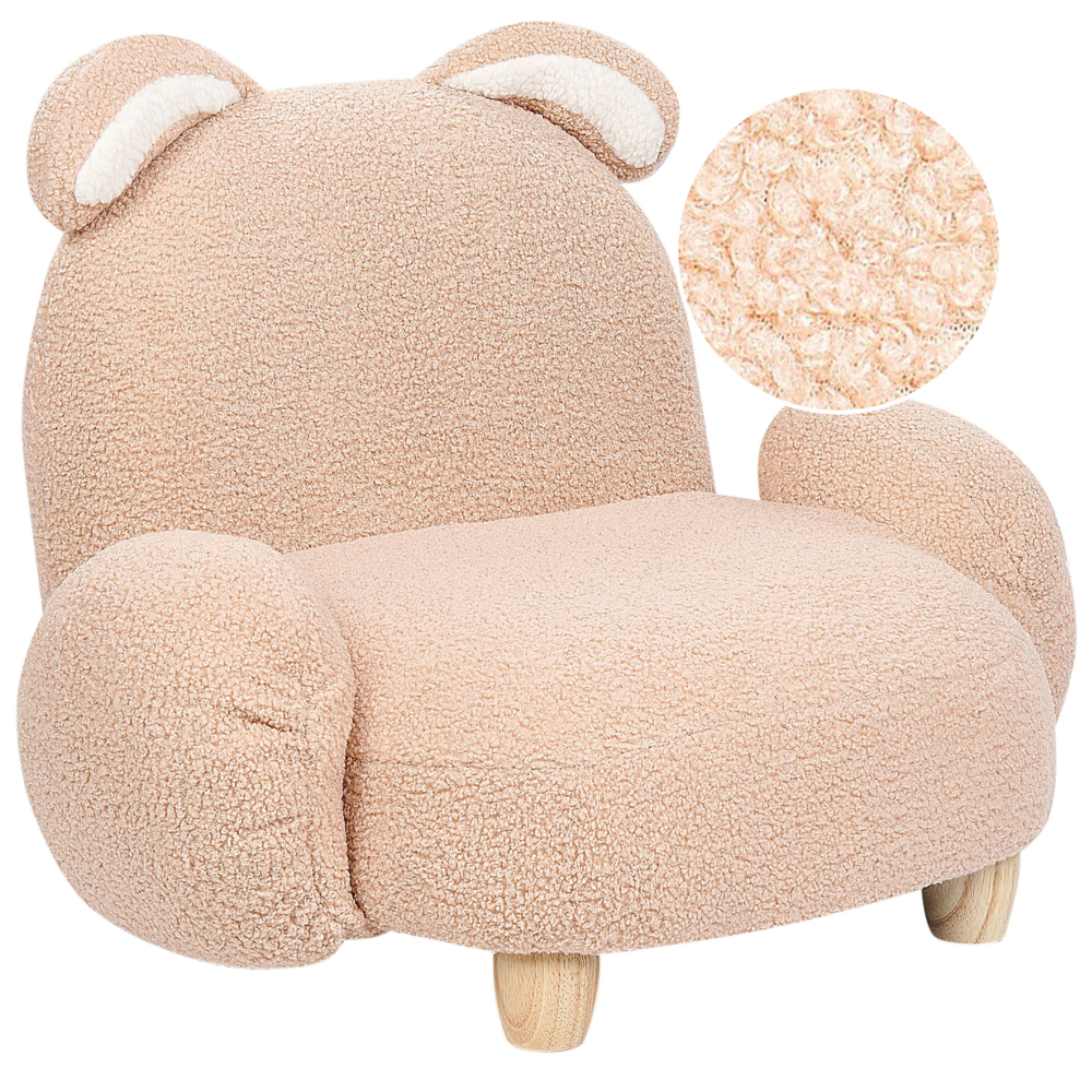 Poltrona per animali Imbottitura in bouclé beige Seduta per bambini Design moderno Forma di coniglio