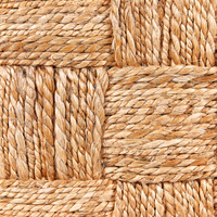 Pouf Ottoman Beige Juta 50 x 50 x 35 cm EPS Perline Riempimento Quadrato Stile Boho Soggiorno