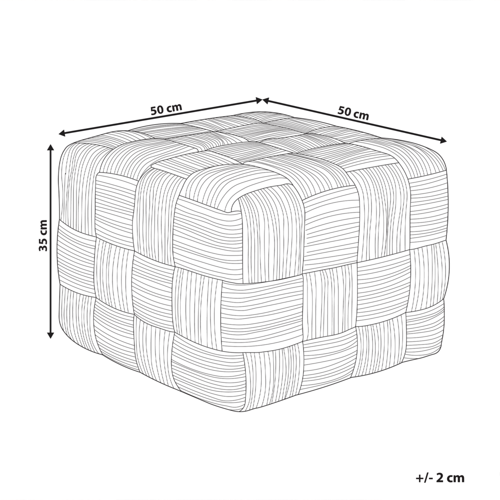 Pouf Ottoman Beige Juta 50 x 50 x 35 cm EPS Perline Riempimento Quadrato Stile Boho Soggiorno