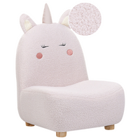 Sedia per animali Rosa Bouclé Imbottita con braccioli Sedile per cameretta per bambini Design moderno Forma di unicorno