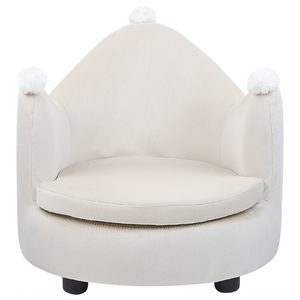Sedia imbottita in velluto beige con braccioli Mobili per l'asilo nido Seduta per bambini Design moderno Forma a corona