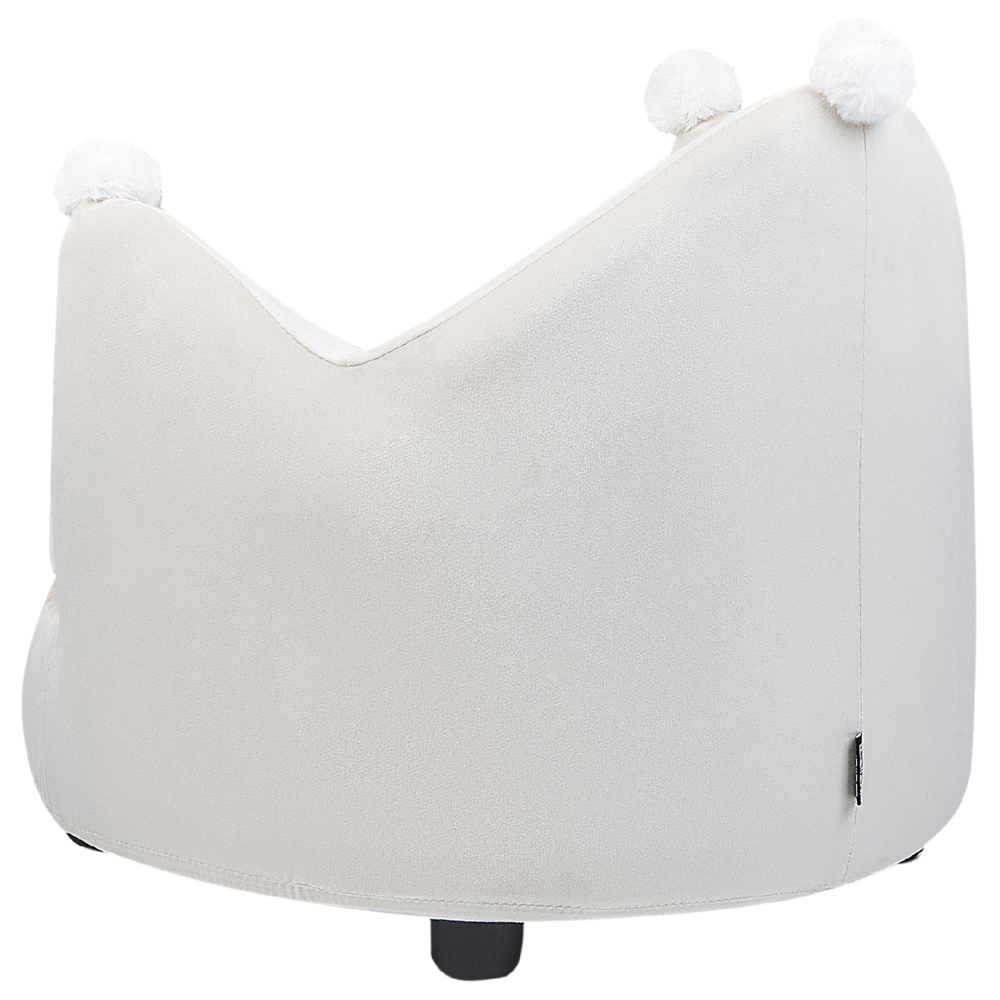 Sedia imbottita in velluto beige con braccioli Mobili per l'asilo nido Seduta per bambini Design moderno Forma a corona