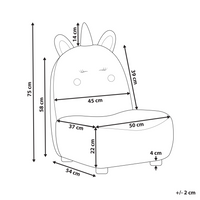 Sedia per animali Rosa Bouclé Imbottita con braccioli Sedile per cameretta per bambini Design moderno Forma di unicorno