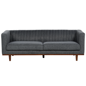 Divano Grigio Scuro Poliestere Imbottito a 3 Posti Divano Moderno Stile Soggiorno Braccioli larghi Schienale imbottito