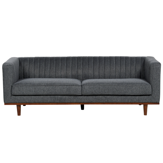 Divano Grigio Scuro Poliestere Imbottito a 3 Posti Divano Moderno Stile Soggiorno Braccioli larghi Schienale imbottito