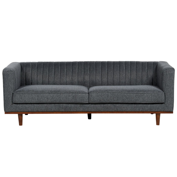 Divano Grigio Scuro Poliestere Imbottito a 3 Posti Divano Moderno Stile Soggiorno Braccioli larghi Schienale imbottito