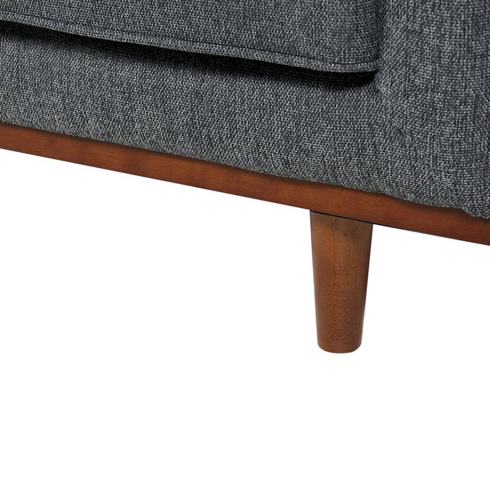 Divano Grigio Scuro Poliestere Imbottito a 3 Posti Divano Moderno Stile Soggiorno Braccioli larghi Schienale imbottito