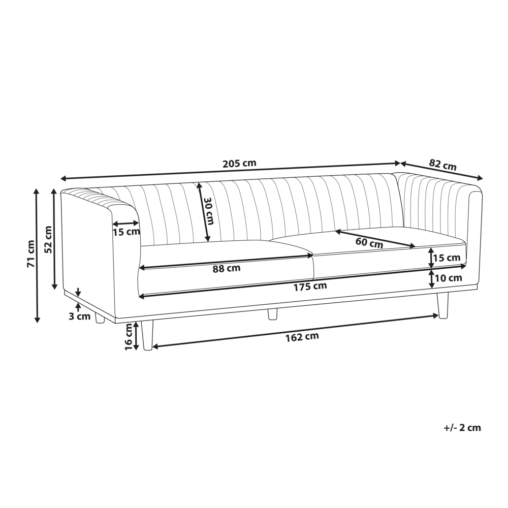 Divano Grigio Scuro Poliestere Imbottito a 3 Posti Divano Moderno Stile Soggiorno Braccioli larghi Schienale imbottito