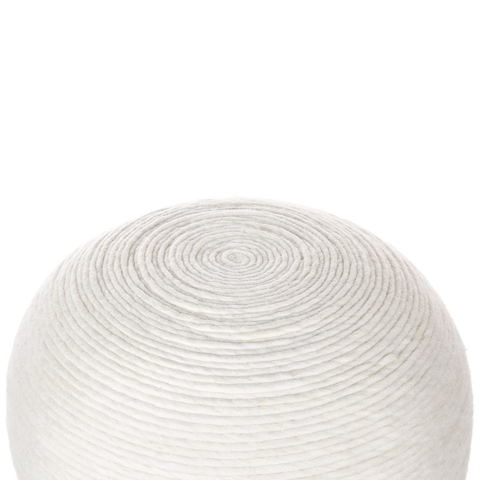 Pouf Bianco Lana EPS Riempimento Rotondo ø 50 cm Ottomano Intrecciato a mano Stile Boho