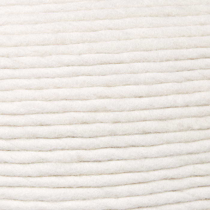 Pouf Bianco Lana EPS Riempimento Rotondo ø 50 cm Ottomano Intrecciato a mano Stile Boho