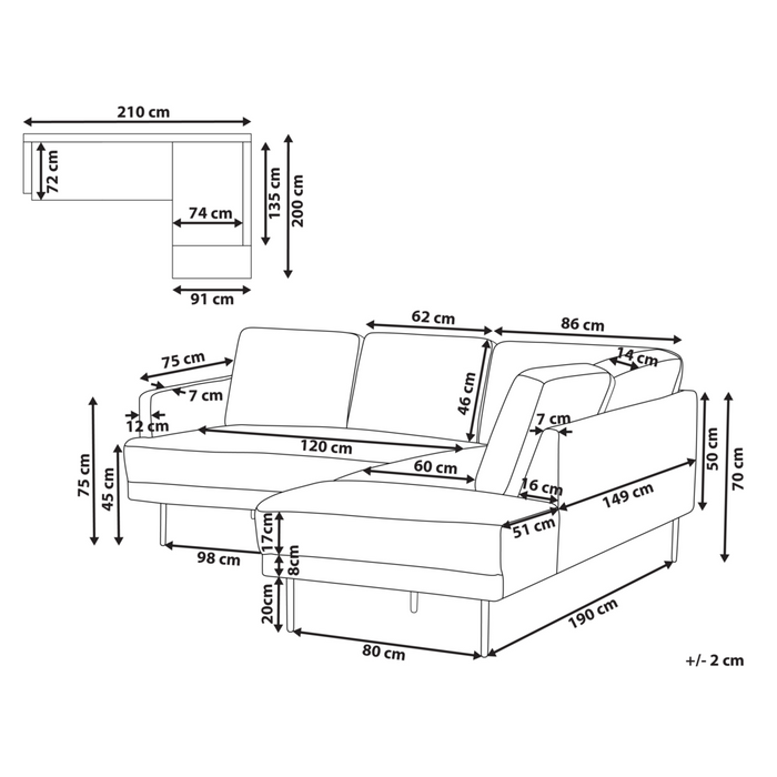 Divano angolare sinistro in poliestere rosa Divano a 4 posti imbottito con gambe in metallo, tessuto e schienale imbottito, moderno e minimalista
