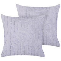 Set di 2 cuscini decorativi in cotone viola imbottitura in poliestere 45 x 45 cm motivo astratto quadrato moderno accessorio per la casa soggiorno camera da letto