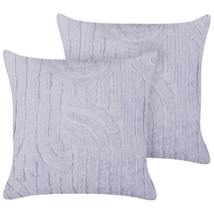 Set di 2 cuscini decorativi in cotone viola imbottitura in poliestere 45 x 45 cm motivo astratto quadrato moderno accessorio per la casa soggiorno camera da letto