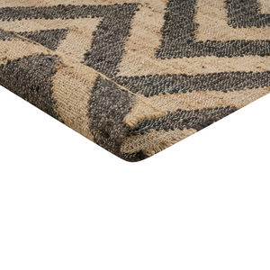 Tappeto di iuta naturale intrecciata con motivo geometrico beige e nero 160 x 230 cm stile boho camera da letto soggiorno