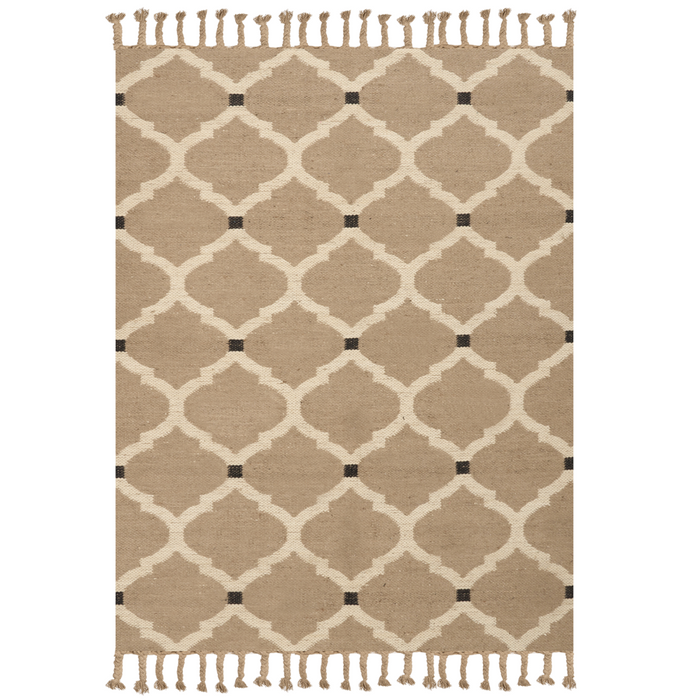 Tappeto di juta intrecciata in cotone naturale beige con nappe a motivo geometrico 160 x 230 cm stile boho camera da letto soggiorno