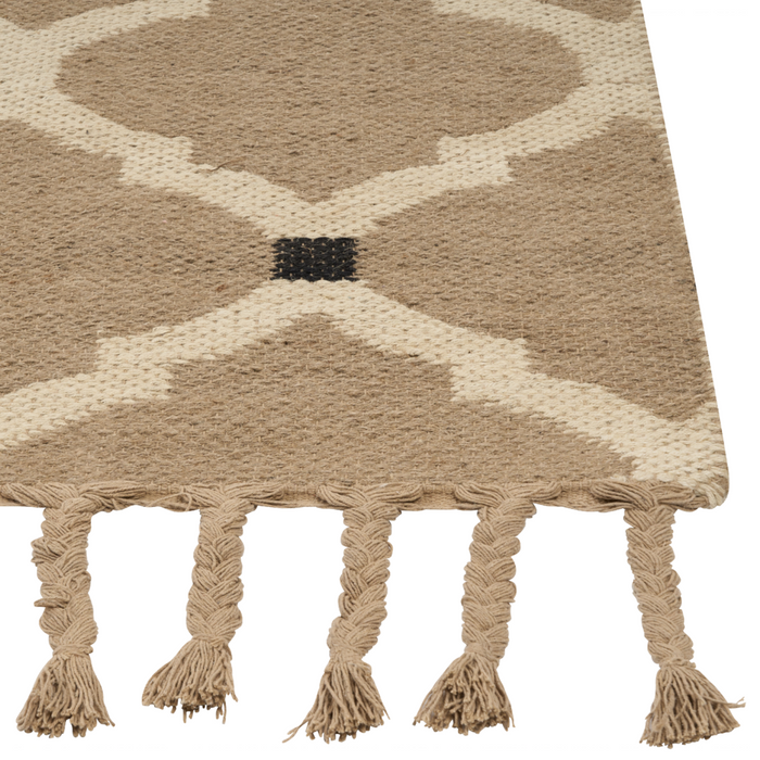 Tappeto di juta intrecciata in cotone naturale beige con nappe a motivo geometrico 160 x 230 cm stile boho camera da letto soggiorno