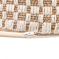 Pouf Natural Beige Seagrass Cotton 50 cm Styrofoam Filling Ottoman Handwoven Boho Style