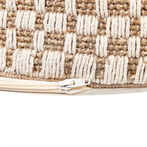 Pouf Natural Beige Seagrass Cotton 50 cm Styrofoam Filling Ottoman Handwoven Boho Style