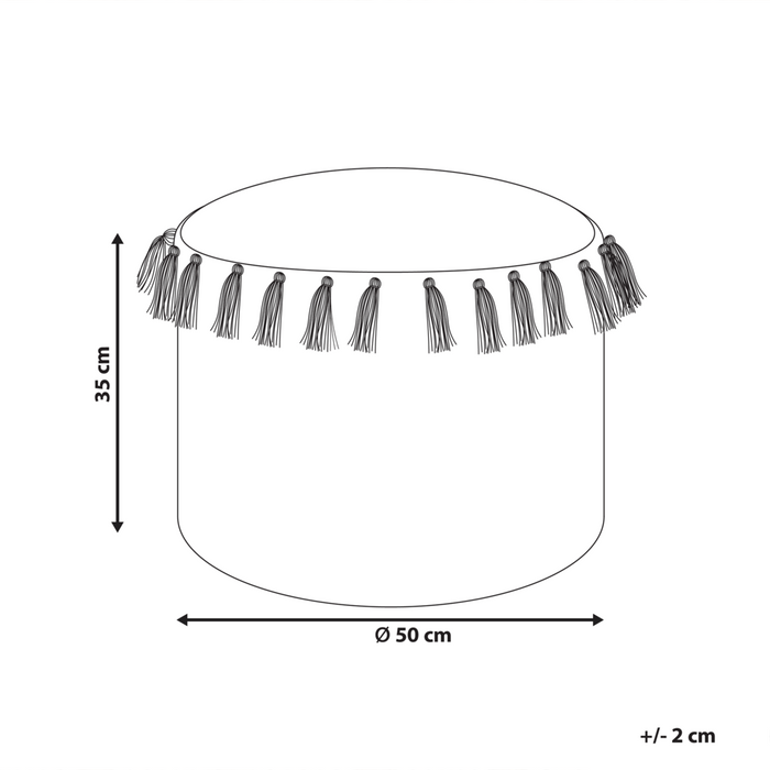 Pouf Natural Beige Seagrass Cotton 50 cm Styrofoam Filling Ottoman Handwoven Boho Style