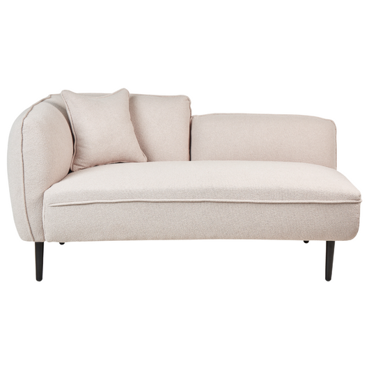 Chaise longue Sinistra in poliestere beige chiaro con cuscino e gambe metallo da salotto