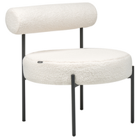 Sedia senza braccioli con sedile rotondo e schienale vintage con rivestimento in tessuto bouclé Bianco soggiorno stile vintage