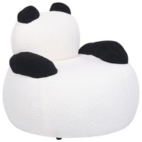 Sedia per animali Rivestimento in bouclé bianco e nero con braccioli Seduta d'arredo per bambini Design moderno Forma di panda