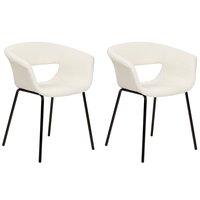 Set di 2 sedie tessuto bouclè bianco sporco senza braccioli con gambe in metallo per la sala da pranzo Cucina