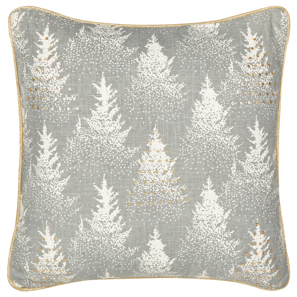 Cuscino decorativo grigio 45 x 45 cm Albero di Natale in cotone sfoderabile Soggiorno Camera da letto