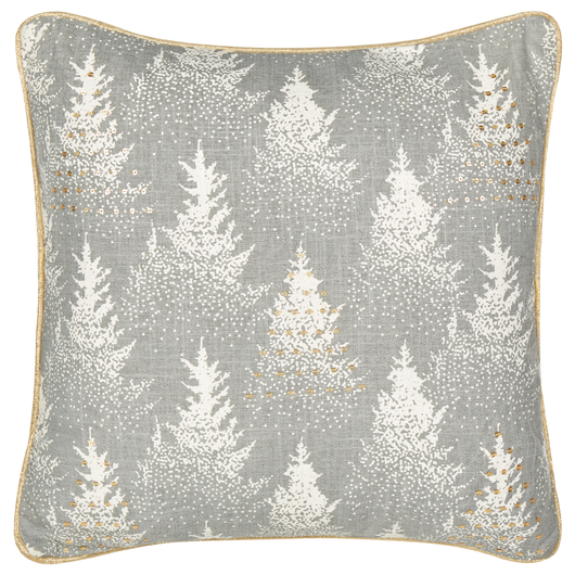 Cuscino decorativo grigio 45 x 45 cm Albero di Natale in cotone sfoderabile Soggiorno Camera da letto