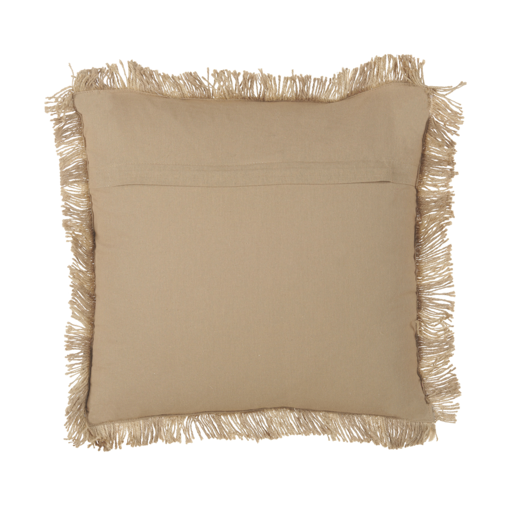 Set di 2 cuscini in iuta sfoderabile con imbottitura con bordo decorativo a righe 45 x 45 cm Beige accessori decorativi boho