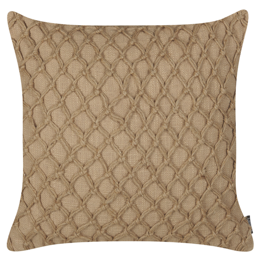 Cuscino decorativo in iuta beige 45 x 45 cm, rimovibile con cerniera e bordi intrecciati Accessori decorativi boho