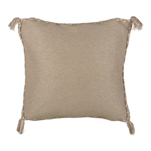 Cuscino in iuta con imbottitura sfoderabile e nappe decorative a tinta unita beige 45 x 45 cm Accessori decorativi boho