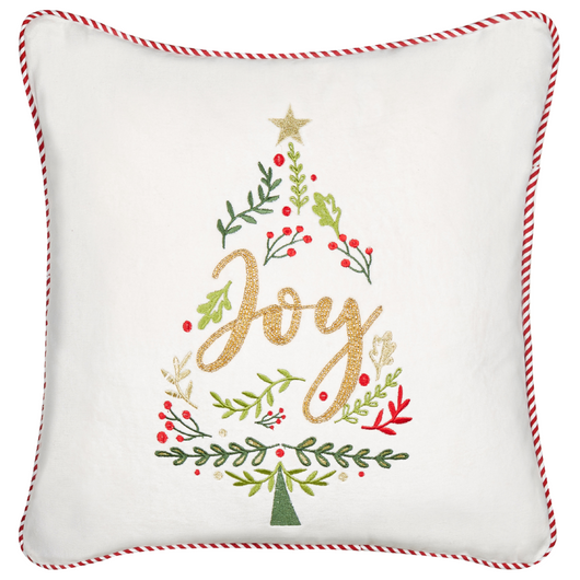 Cuscino decorativo in tessuto di velluto bianco 45 x 45 cm con motivo ad albero di Natale in cotone sfoderabile Soggiorno Camera da letto