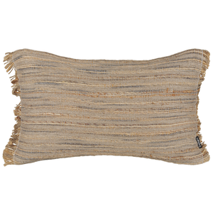 Cuscino in iuta con imbottitura sfoderabile e nappe decorative a tinta unita beige 30 x 50 cm decorativi boho