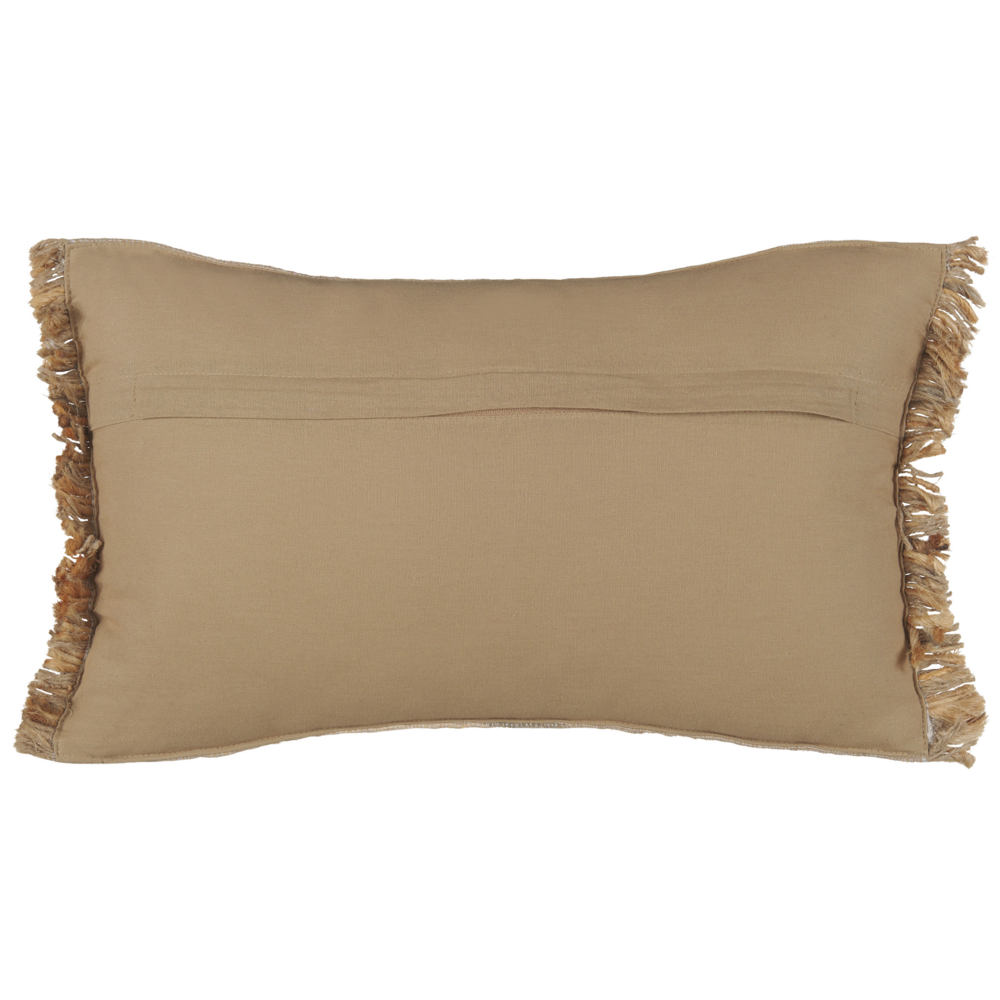 Cuscino in iuta con imbottitura sfoderabile e nappe decorative a tinta unita beige 30 x 50 cm decorativi boho