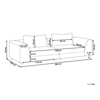 Divano Tessuto Beige Poliestere Imbottito Divano 3 Posti Cuscini Braccioli Soggiorno Moderno Confortevole Accogliente