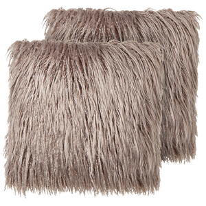 Set di 2 cuscini da lancio in ecopelliccia beige 45 x 45 cm Morbidi e soffici cuscini sparsi